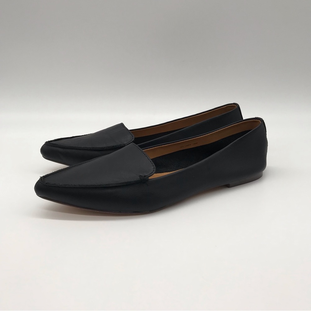 J. Crew Women’s 9 Black Leather Slip On Shoes Pointed Toe Flats